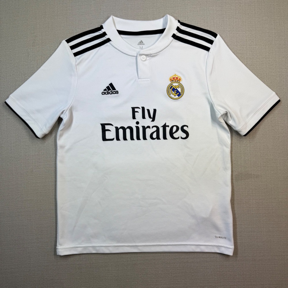 Adidas Kids Real Madrid Home Football Soccer Jersey White Size Medium